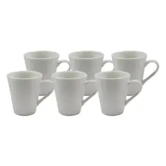 GENERICO - Set 6 Tazas de Cerámica color Blanco 155 mL