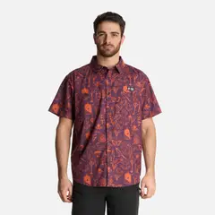 HAKA HONU - Camisa Hombre Cumbre Manga Corta Print Morado