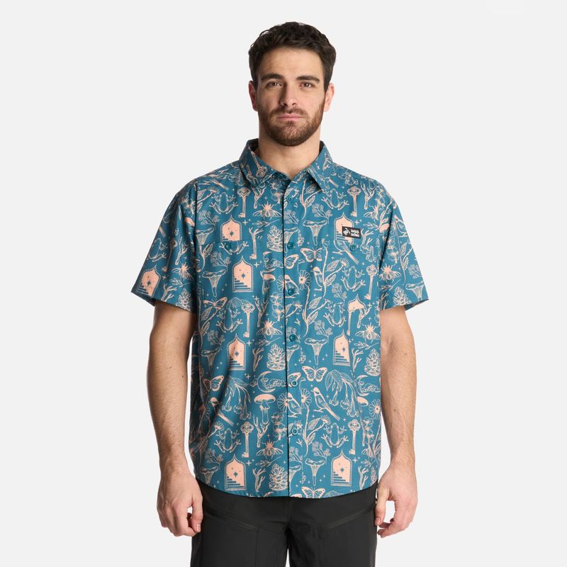 HAKA HONU - Camisa Hombre Cumbre Manga Corta Print Petroleo Haka Honu