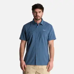 LIPPI - Camisa Hombre Wallace Short Sleeve Q-dry Shirt Azul Piedra
