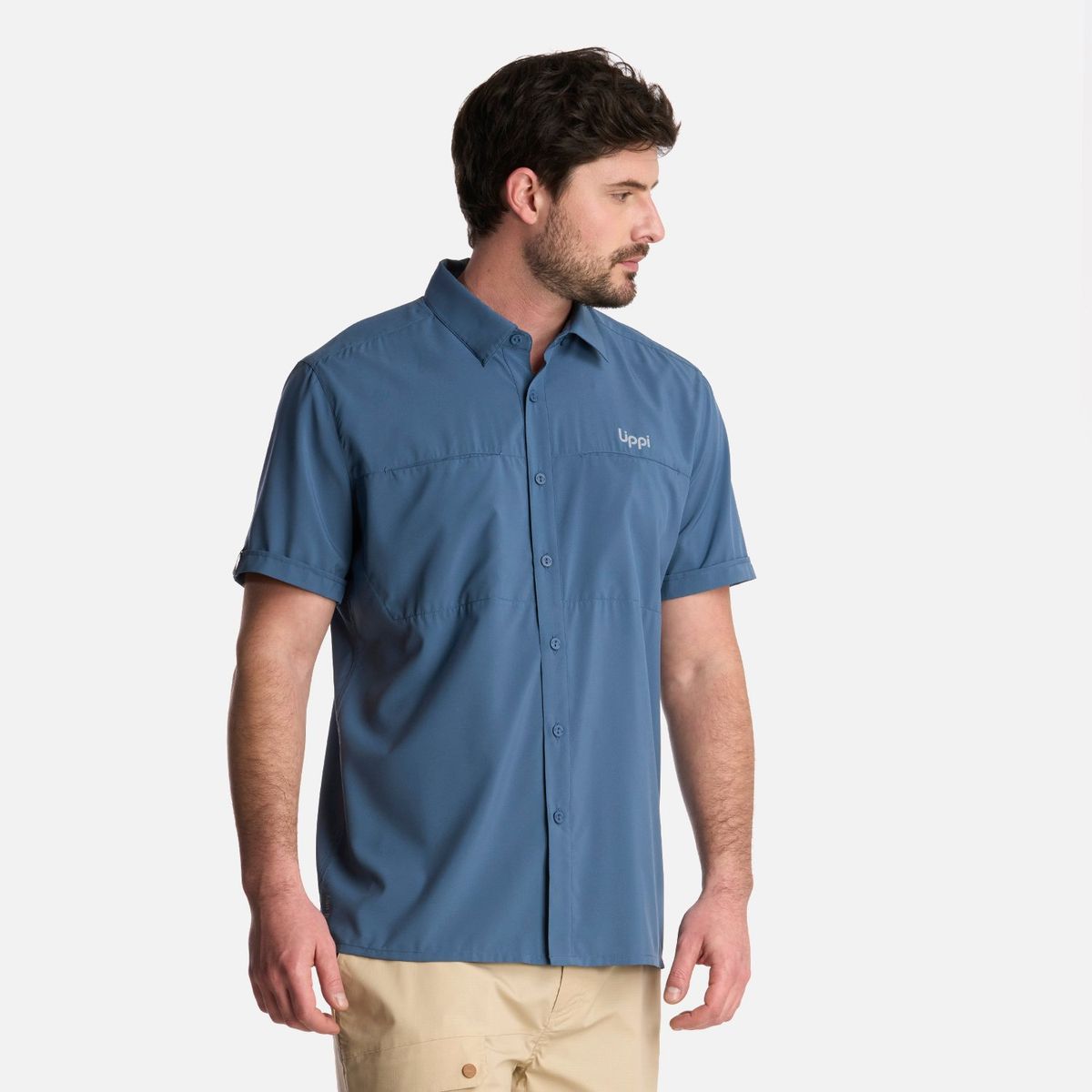 LIPPI - Camisa Hombre Wallace Short Sleeve Q-dry Shirt Azul Piedra Lippi