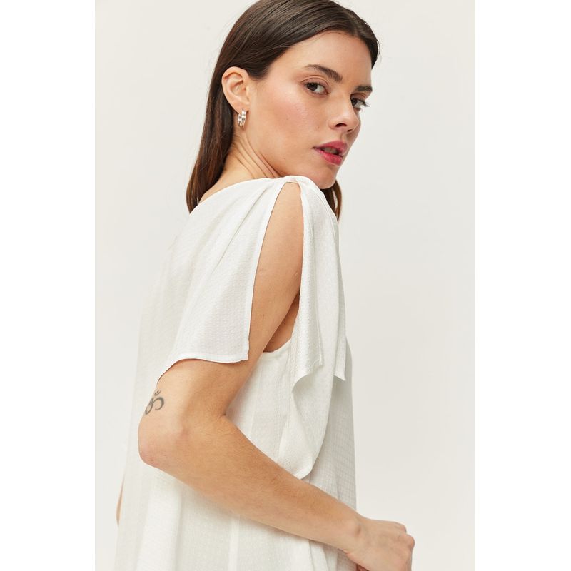 ASH - Blusa Manga Corta Crudo Mujer Ash