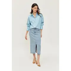 ASH - Blusa Manga Larga Celeste Mujer