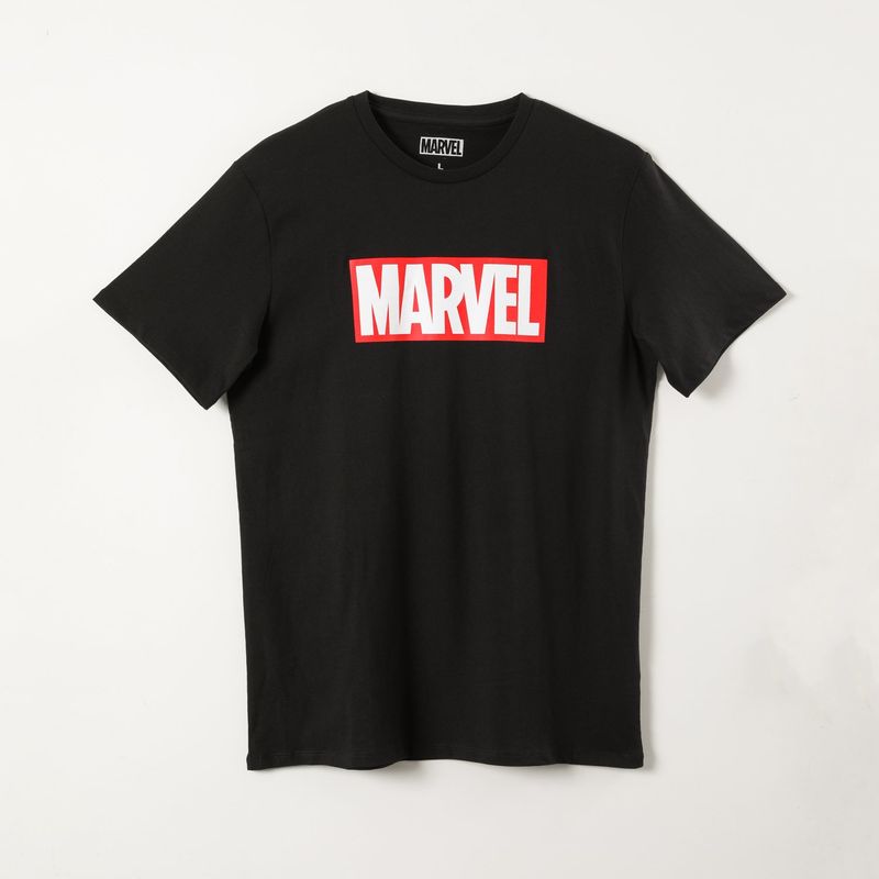 MARVEL - Polera Manga Corta Hombre Logo Negro Marvel