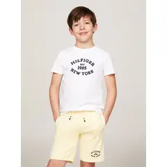 TOMMY HILFIGER - Polera Con Logo Aterciopelado Blanco
