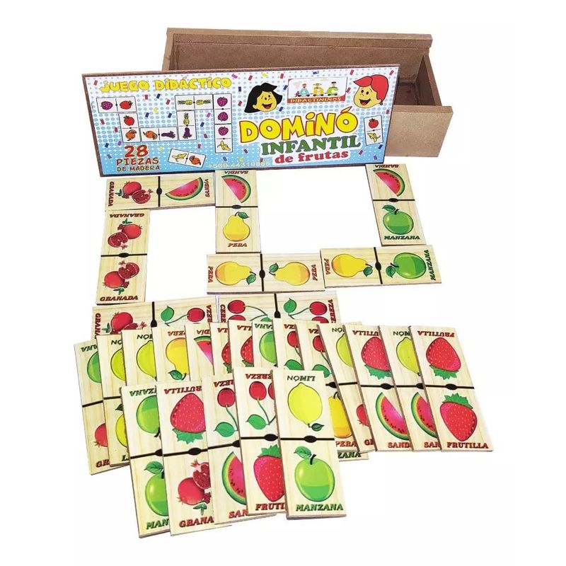 GENERICO - Caja juego didactico domino madera fruta
