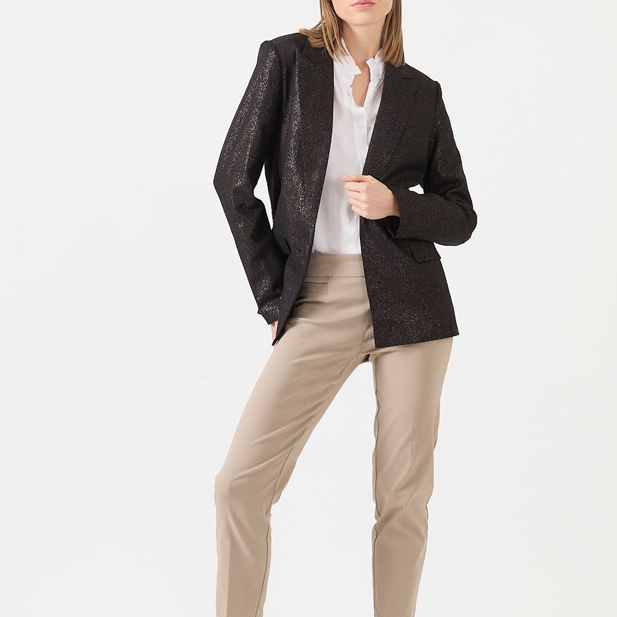PRIVILEGE - Blazer con lino negro 1271