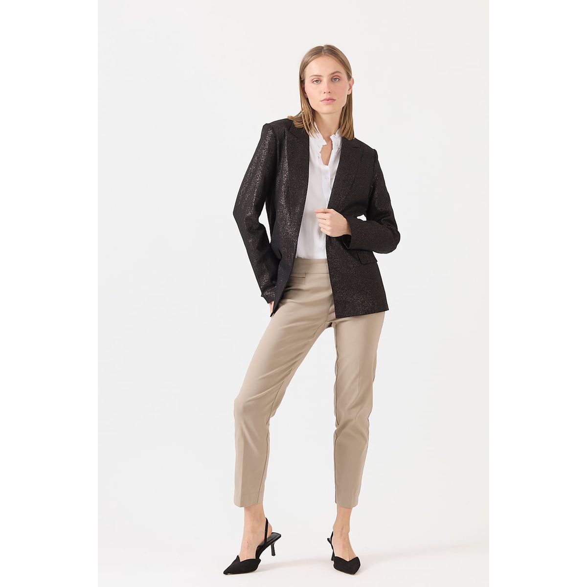 PRIVILEGE - Blazer con lino negro 1271
