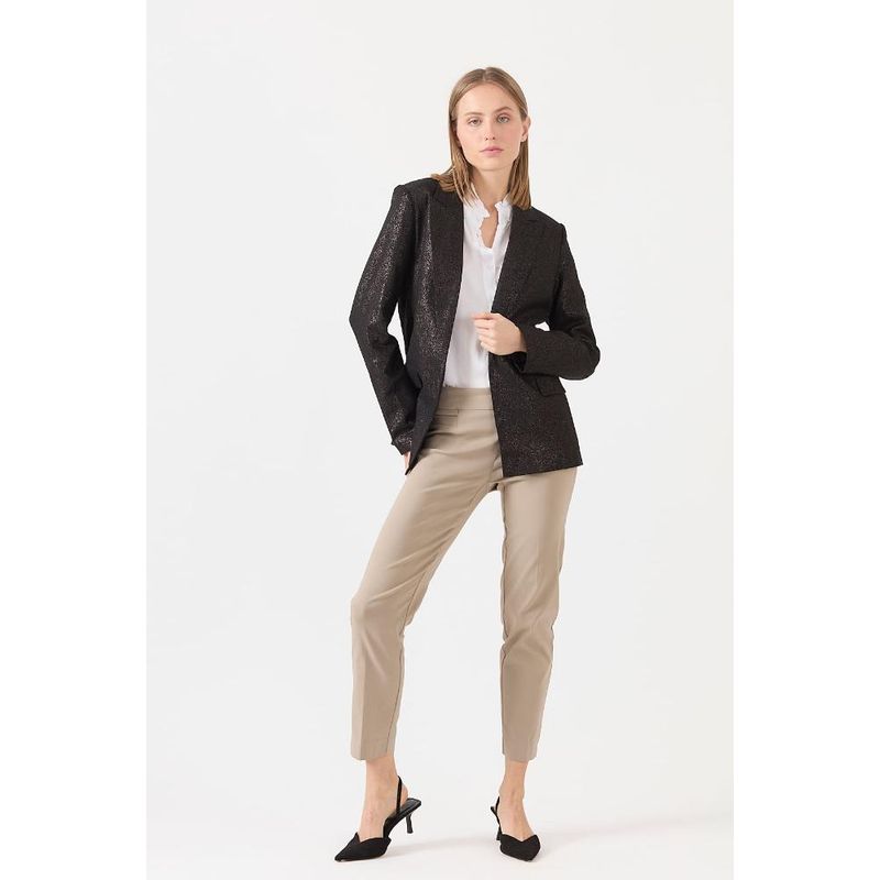 PRIVILEGE - Blazer con lino negro PRIVILEGE - Negro