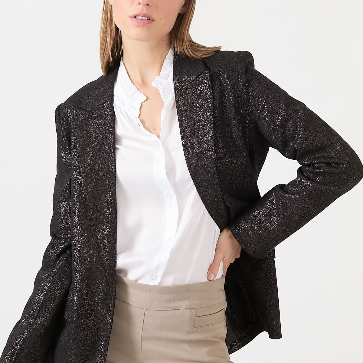 PRIVILEGE - Blazer con lino negro 1271