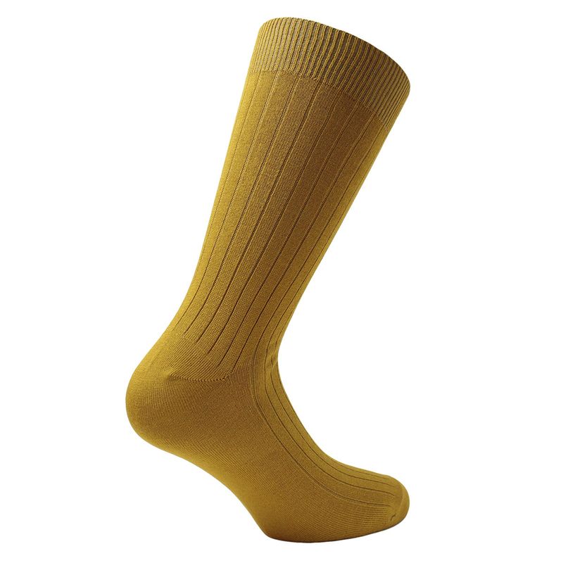 PERUGGI - Calcetin Bamboo Acanalado Largo Americano Mostaza