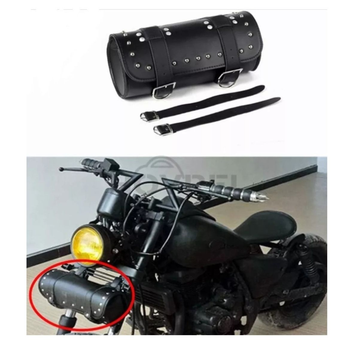 GENERICO - Bolsa de herramientas de cuero para motos