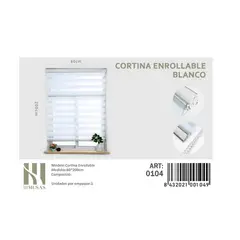 ANGELES DEL HOGAR - Cortina Roller Duo Lisa 60 cm x 200 cm Blanco