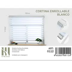 ANGELES DEL HOGAR - Cortina Roller Duo Lisa 150 cm x 200 cm Blanco