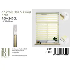 ANGELES DEL HOGAR - Cortina Roller Duo Lisa 100 cm x 240 cm Beige