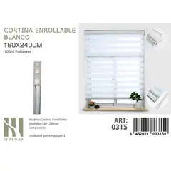 ANGELES DEL HOGAR - Cortina Roller Duo Lisa 160 cm x 240 cm Blanco