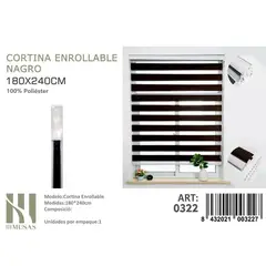 ANGELES DEL HOGAR - Cortina Roller Duo Lisa 180 cm x 240 cm Negro