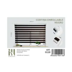 ANGELES DEL HOGAR - Cortina Roller Duo Lisa 180 cm x 200 cm Negro