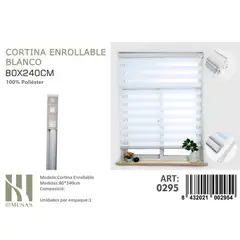 ANGELES DEL HOGAR - Cortina Roller Duo Lisa 80 cm x 240 cm Blanco