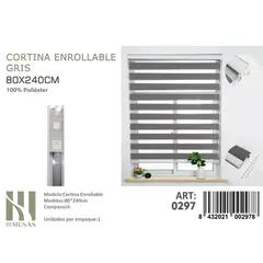 ANGELES DEL HOGAR - Cortina Roller Duo Lisa 80 cm x 240 cm Gris