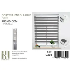 ANGELES DEL HOGAR - Cortina Roller Duo Lisa 100 cm x 240 cm Gris