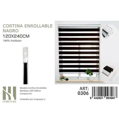 ANGELES DEL HOGAR - Cortina Roller Duo Lisa 120 cm x 240 cm Negro