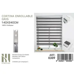 ANGELES DEL HOGAR - Cortina Roller Duo Lisa 140 cm x 240 cm Gris