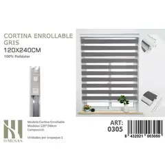 ANGELES DEL HOGAR - Cortina Roller Duo Lisa 120 cm x 240 cm Gris