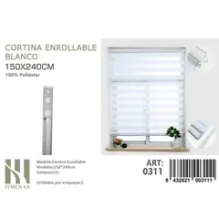 ANGELES DEL HOGAR - Cortina Roller Duo Lisa 150 cm x 240 cm Blanco