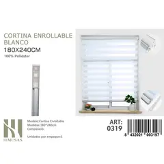 ANGELES DEL HOGAR - Cortina Roller Duo Lisa 180 cm x 240 cm Blanco