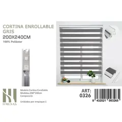 ANGELES DEL HOGAR - Cortina Roller Duo Lisa 200 cm x 240 cm Gris