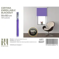 ANGELES DEL HOGAR - Cortina Roller Blackout 90 cm x 180 cm Lila