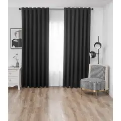 ANGELES DEL HOGAR - Juego Cortinas Blackout 2 Piezas 140x230 Cm Negra