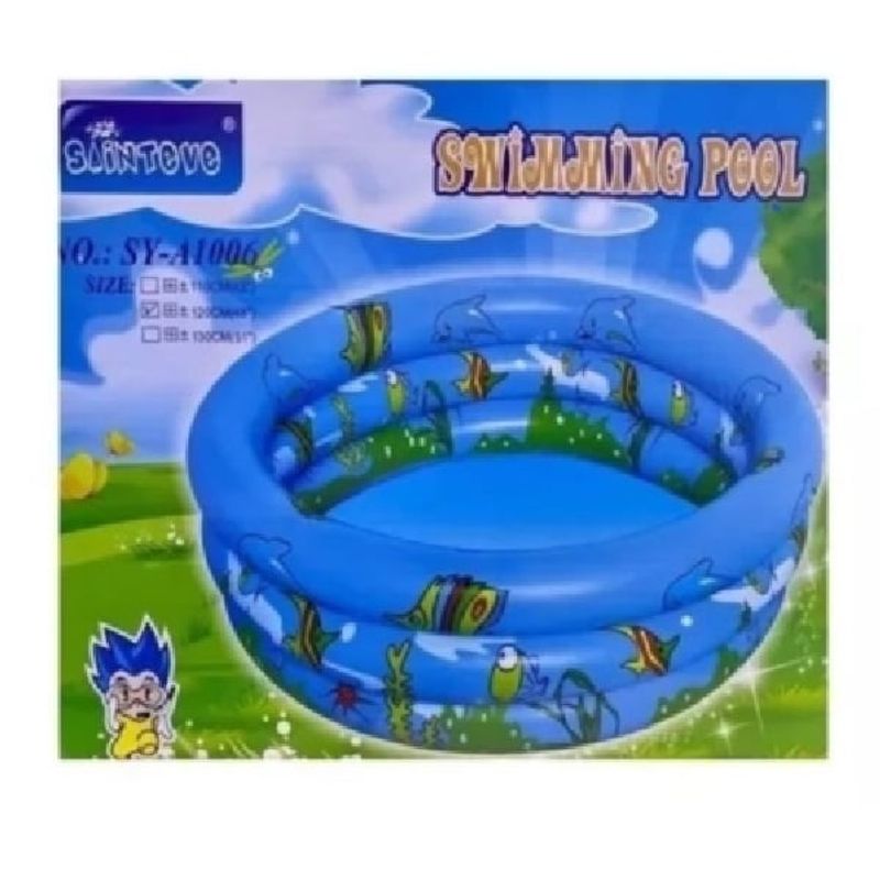 ANGELES DEL HOGAR - Piscina Inflable Para niños 3 Anillos 120cm Azul