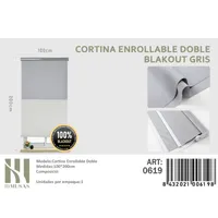 Cortinas Roller Blackout Doble 100 cm x 200 cm Gris