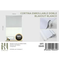 Cortinas Roller Blackout Doble Jaspeada 140 cm x 200 cm Blanco