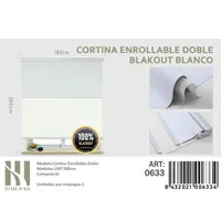 Cortinas Roller Blackout Doble 180 cm x 200 cm Blanco