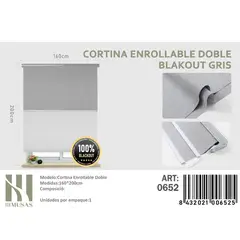 ANGELES DEL HOGAR - Cortinas Roller Blackout Doble Jaspeada 160 cm x 200 cm Gris