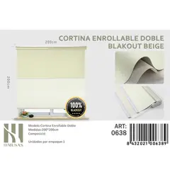 ANGELES DEL HOGAR - Cortinas Roller Blackout Doble 200 cm x 200 cm Beige