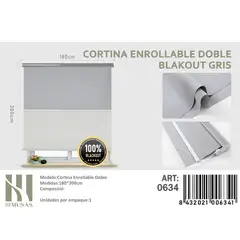 ANGELES DEL HOGAR - Cortinas Roller Blackout Doble  180 cm x 200 cm Gris