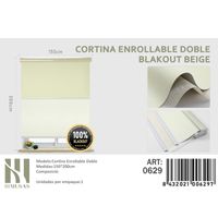 Cortinas Roller Blackout Doble 150 cm x 200 cm Beige