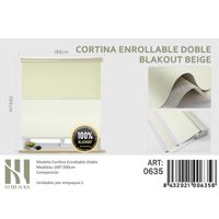 Cortinas Roller Blackout Doble  180 cm x 200 cm Beige