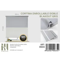 Cortinas Roller Blackout Doble  180 cm x 200 cm Gris