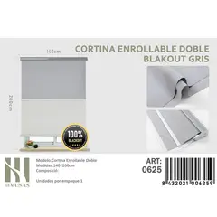 ANGELES DEL HOGAR - Cortinas Roller Blackout Doble 140 cm x 200 cm Gris