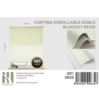 Cortinas Roller Blackout Doble  160 cm x 200 cm Beige