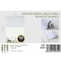 Cortinas Roller Blackout Doble 140 cm x 200 cm Blanco