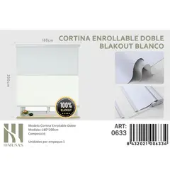 ANGELES DEL HOGAR - Cortinas Roller Blackout Doble 180 cm x 200 cm Blanco