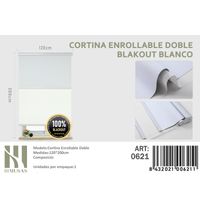 Cortinas Roller Blackout Doble  120 cm x 200 cm Blanco