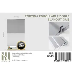 ANGELES DEL HOGAR - Cortinas Roller Blackout Doble Jaspeada 120 cm x 200 cm Gris
