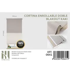 ANGELES DEL HOGAR - Cortinas Roller Blackout Doble jaspeada 100 cm x 200 cm Kaki